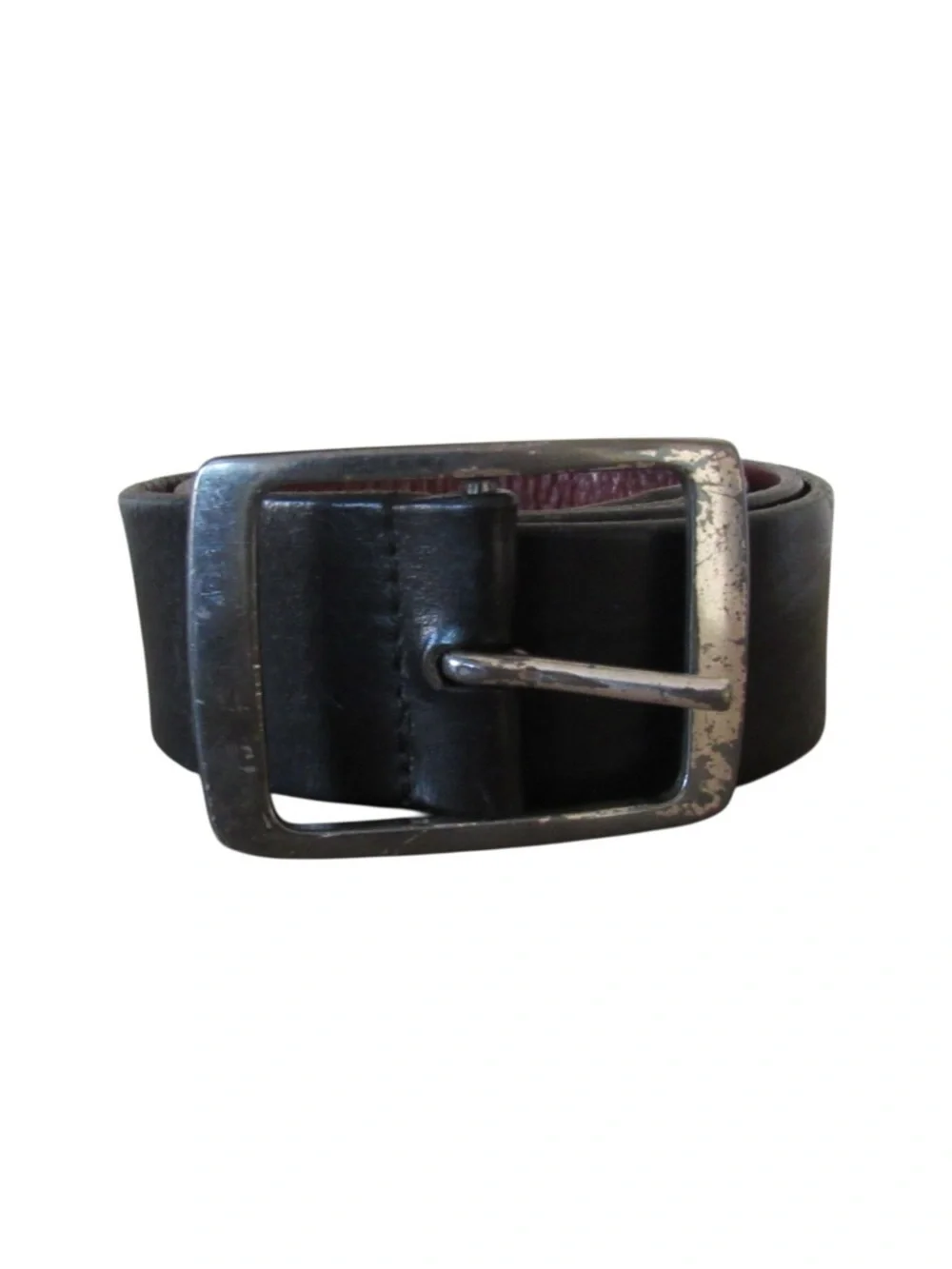 Cole Haan Mens Black Leather Belt 42 Metal Buckle Classic 1.5 Inch Office Work